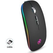 Resim Rogfer Hxsj M103fg 1600dpi Ayarlanabilir 2.4g Rgb Işık Kablosuz Fare Siyah Diğer - Black Diğer 