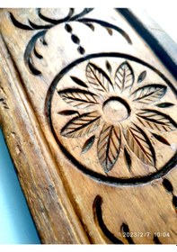 Resim Omeniv Antika Kullanılabilir Ahşap Floral Pasta Kurabiye Kalıbı 