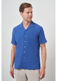 Resim Erkek Mavi Apaş Yaka Kısa Kol Gömlek 25ys004007300 Mavi Mavi 