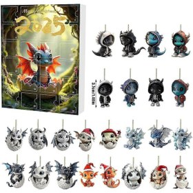 Resim Noel Kör Kutusu Noel Advent Geri Sayım Takvimi Kör Kutusu 24 Gün Sürpriz Hediye Akrilik Mavi Ejderha Kolye 2 