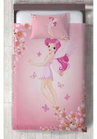 Resim Mekta Home Bebek Ve Çocuk Odası Uçan Prenses Kız Ve Çiçek Desenli Yatak Örtüsü Renkli 