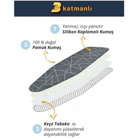 Resim Beylini Ütü Masası Kılıfı Ütü Bezi Ve Örtüsü Kalın Keçe Dolgulu İpli Yanmaya Dayanıklı Makinede Yıkanabilir Kolay Uyum Ağır Yansıtıcı Görev Ayarlanabilir 3 Katman 50 X 150 Cm Geometrik Gri Açık Ahşap 