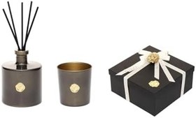 Resim MİSSİ Siyah Golden Glow 500 ml Black Vanilya Oda Kokusu ve Mumluk Hediye Seti (Dekoratif Sıvama Kutulu) 