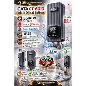 Resim Feyza Design Yüksek Güçlü Akıllı Dijital Şofben 5500W, Pratik ve Güvenilir Kullanım 