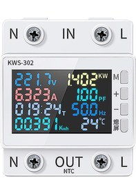 Resim Jeehugo Kws-302 8-in-1 Akıllı Enerji Sayaç, Hd Renkli Ekran, Veri Gösterimi, Kesinti Belleği, Standart Ray Montajı Wıfı Ve Korumalar Yok 