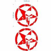 Resim SKM Army Yıldız Kuru Kafa 13 X 13 Cm Kırmızı Sticker 2 Li 