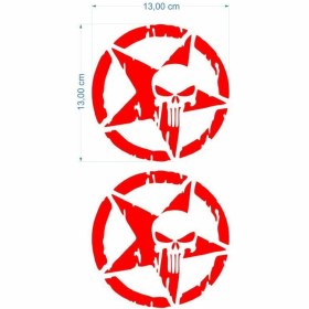 Resim SKM Army Yıldız Kuru Kafa 13 X 13 Cm Kırmızı Sticker 2 Li 