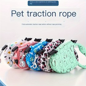 Resim 1 Adet Otomatik Geri Çekilebilir Köpek Tasması, 4.88 metre ABS Malzemeli Evcil Hayvan Çekiş İpi ile Dış Mekan Yürüyüşü için Ergonomik Sap - Şarj Gerektirmeyen, Taşınabilir, Sorunsuz Uzatma ve Rahat Tutuş için Takılmayan Tasarım, Oyunbaz Desenli | ABS Malzeme Yapısı, Köpekler İçin Tas 