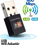 Resim Abbruch Usb Wifi Adaptör 600 Mbps Dual Bant Wifi Alıcı Çevirici Dongle İnternet Alıcı Usb 