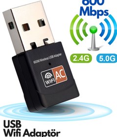 Resim Abbruch Usb Wifi Adaptör 600 Mbps Dual Bant Wifi Alıcı Çevirici Dongle İnternet Alıcı Usb 