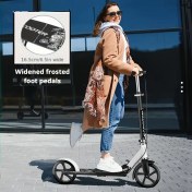 Resim 16 Sahneli Katlanır Scooter - Yetişkinler ve Gençler İçin Uygun, Ön Frenli ve Süspansiyon Sistemli, Hafif Elektriksiz Şehir Scooterı, Mat Ayak Pedi, Beyaz/Yeşil/Mavi/Mor 