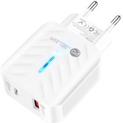 Resim Pd03 20w Type-c Qc3.0 Gösterge Işıklı Usb Şarj Cihazı, Ab Fiş Beyaz 