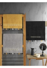 Resim Cotton Box Fit V4 50x90 3'lü Havlu Seti Siyah/hardal/gri Çok Renkli 