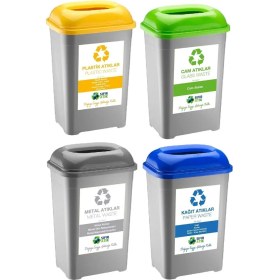 Resim 50 Lt Plastik Atık Kutusu, Geri Dönüşüm ve Sıfır Atık Çözümü 