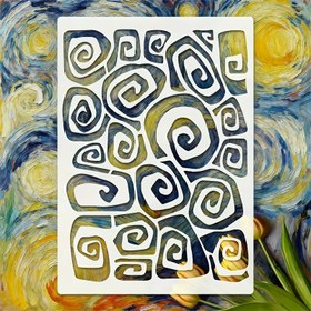 Resim Yeniden Kullanılabilir Beyaz El Boyama Sprey Boyama Şablonu - Spiral ve Labirent Benzeri Soyut Desenler - Şablonlar & DIY Duvar Sanatı, Boyama Kitapları, Partiler, Duvar Resimleri - Yaratıcı Doldurma için Kolay Kullanımlı Yeniden Kullanılabilir Şablonlar 