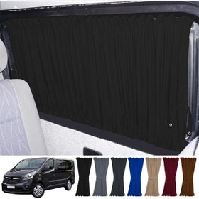 Resim Oto Pandami Opel Vivaro B 2014-2019 Uyumlu Siyah Raylı Oto Perde Takımı 