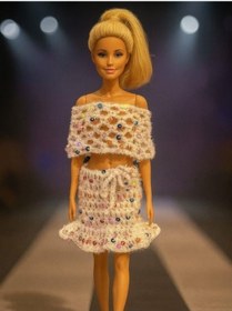 Resim Barbie Bebek İçin El Örgüsü Üst Ve Etek İkili Takım-15930 