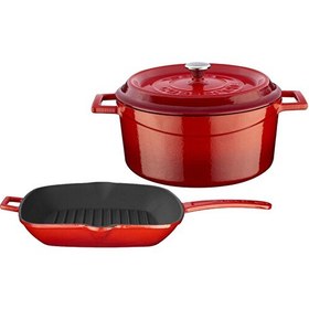 Resim Lava Döküm Trendy 4 Parça Kırmızı Tencere Tava Seti LV PY TSC 2426 K2 SET R 