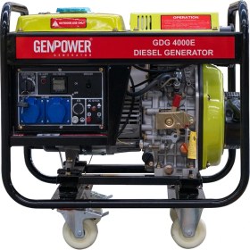 Resim Genpower Gdg 4000 E Model 4 Kva Dizel, Ses Izolasyon Kabinsiz, Marşlı, Tekerlekli, Monofaze ( 220 Volt) Portatif Jeneratör 