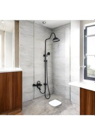 Resim İsaoğlu Yapı Siyah Duş Sistemi Duş Başlığı Batarya Dahil Klasik Tasarım Siyah 