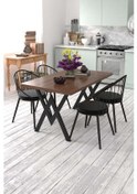 Resim Evdemo Eylül 4 Kişilik Mutfak Masası Takımı Ceviz Siyah 