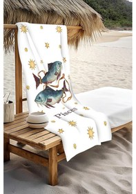 Resim Dijital Baskı Plaj Deniz Havlusu Balık Burcu Desenli Peştamal Hvl0038 Renkli 