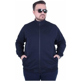 Resim Mocgrande Büyük Beden Basic Mevsimlik Fermuarlı Sweatshirt 22750 Lacıvert Lacivert 