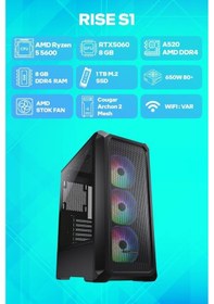 Resim Game Garaj Rise S1 R5-5600 16 GB 1 TB SSD RTX5060 Free Dos Masaüstü Oyuncu Bilgisayarı 