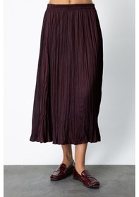 Resim On Kadın Kırışık Görünümlü Midi Etek 64209 Bordo Bordo 