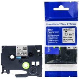 Resim Brother Tze-911 Gümüş Üzerine Siyah Muadil Etiket 6mm 