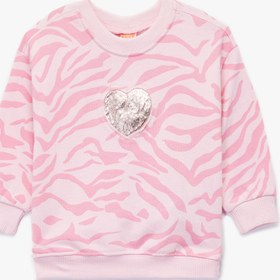 Resim Kız Bebek Pamuklu Uzun Kollu Bisiklet Yaka Şardonlu Sweatshirt 