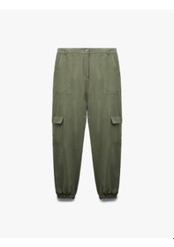 Resim Koton Kargo Cepli Düğmeli Lastikli Paça Jogger Pantolon Haki 5sal40060ıw Haki 