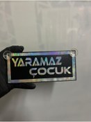 Resim HBSİ SİYAH RENK ÜZERİ HOLOGRAM RENK YARAMAZ ÇOCUK YAZILI VANTUZLU CAM SÜSÜ 
