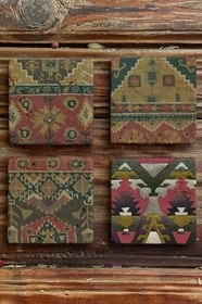 Resim Oscar Stone Decor Baskılı Doğaltaş Bardak Altlığı 4'Lü Set Desen Tile 4Dsn-113 