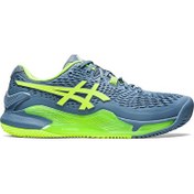 Resim Asics Gel Resolution 9 Clay Mavi Yeşil Erkek Tenis Ayakkabısı Asics