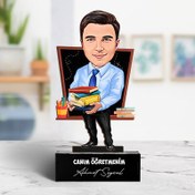 Resim Mavi Gömlekli Öğretmen Karikatürlü Biblo 