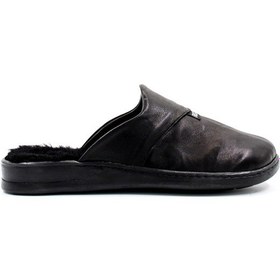 Resim Hakiki Deri Kürklü Erkek Düz Terlik 733ma0025 001 