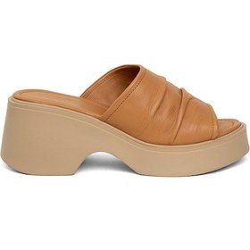 Resim Zeyn 7841c Kadın Hakiki Deri Dolgu Topuk Terlik Taba-taba Taba 