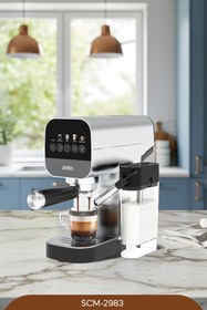 Resim Sinbo SCM-2983 Espresso Kahve Makinesi Dahili Süt Hazneli 20 Bar Barista Kollu 