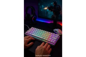 Resim vooka Mini Rgb Gaming Mekanik Klavye 62 Tuş Red Switch USB Type-C Kablolu Kompakt Oyuncu Klavyesi Rgb Işıklı Gaming Klavye Laptop Pc Uyumlu Mini Mekanik Klavye Beyaz Gaming Keyboard 