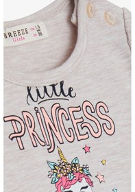 Resim Breeze Kız Çocuk Elbise Unicorn Baskılı 1.5-5 Yaş, Bej Melanj 