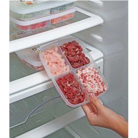 Resim 4 Bölmeli Öğünlük Et Sebze Buzluk Saklama Kabı (1 Adet) Dondurulmuş Kuşbaşı Kıyma Kutusu 