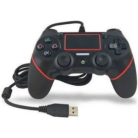 Resim Bosphorusboutique Siyah Ps4 Oyun Kolu Kırmızı Kablolu Denetleyici Kumandası, Oyun Konsolu İçin Yüksek Performanslı 