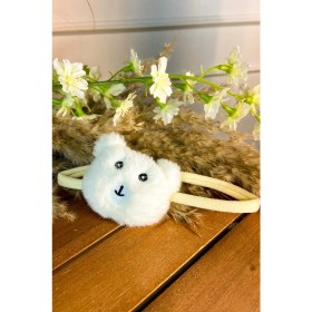 Resim Şubu Tasarım Ayıcık Figürlü Lastikli Bebek Bandanası Beyaz SBT555 