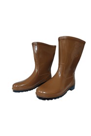 Resim PALALI Palalı Unisex Açık Kahve Siyah Taban Kısa Yağmur Çizmesi 