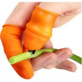 Resim Silikon Başparmak Bıçağı Parmak Soyucu Koruyucu Soyacak Eldiveni MEDIUM 