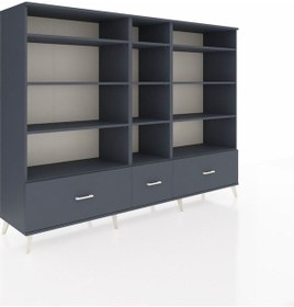 Resim Hyperion Dolap 12 Raflı 3 Çekmeceli 220x44x163 Antrasit-antrasit Antrasit-antrasit 