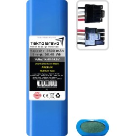 Resim Tekno Bravo (Arçelik Rs 9121 Yeni Uyumlu) 3500MAH 50,4WH Robot Süpürge Yedek Bataryası 