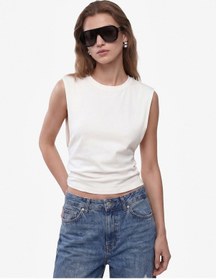 Resim Koton Pamuklu Slim Fit Bisiklet Yaka Kolsuz Sırt Detaylı Bluz Ekru 6sak10337ek 