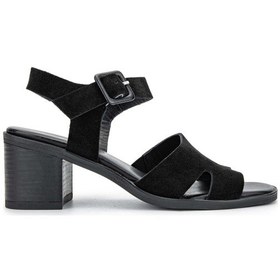 Resim Tamer Tanca Kadın Hakiki Deri Siyah Süet Topuklu Sandalet 1030 1797-1 Bn Sndlt Y24 Sıyah Suet Siyah 